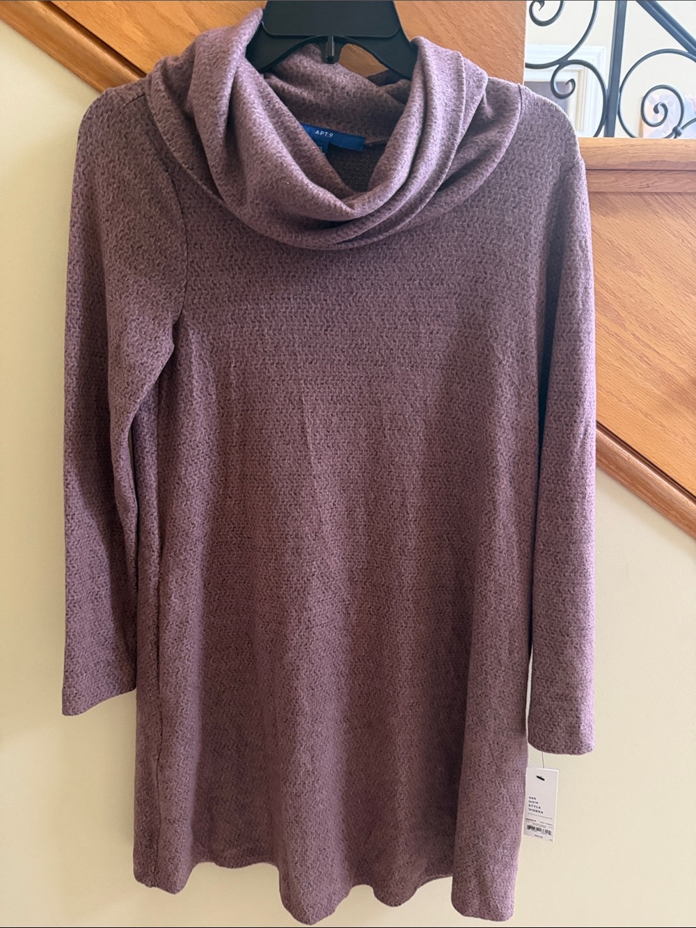 Apt. 9 Dusty Mauve Cowl Neck Sweater Tunic Size XS New With Tag